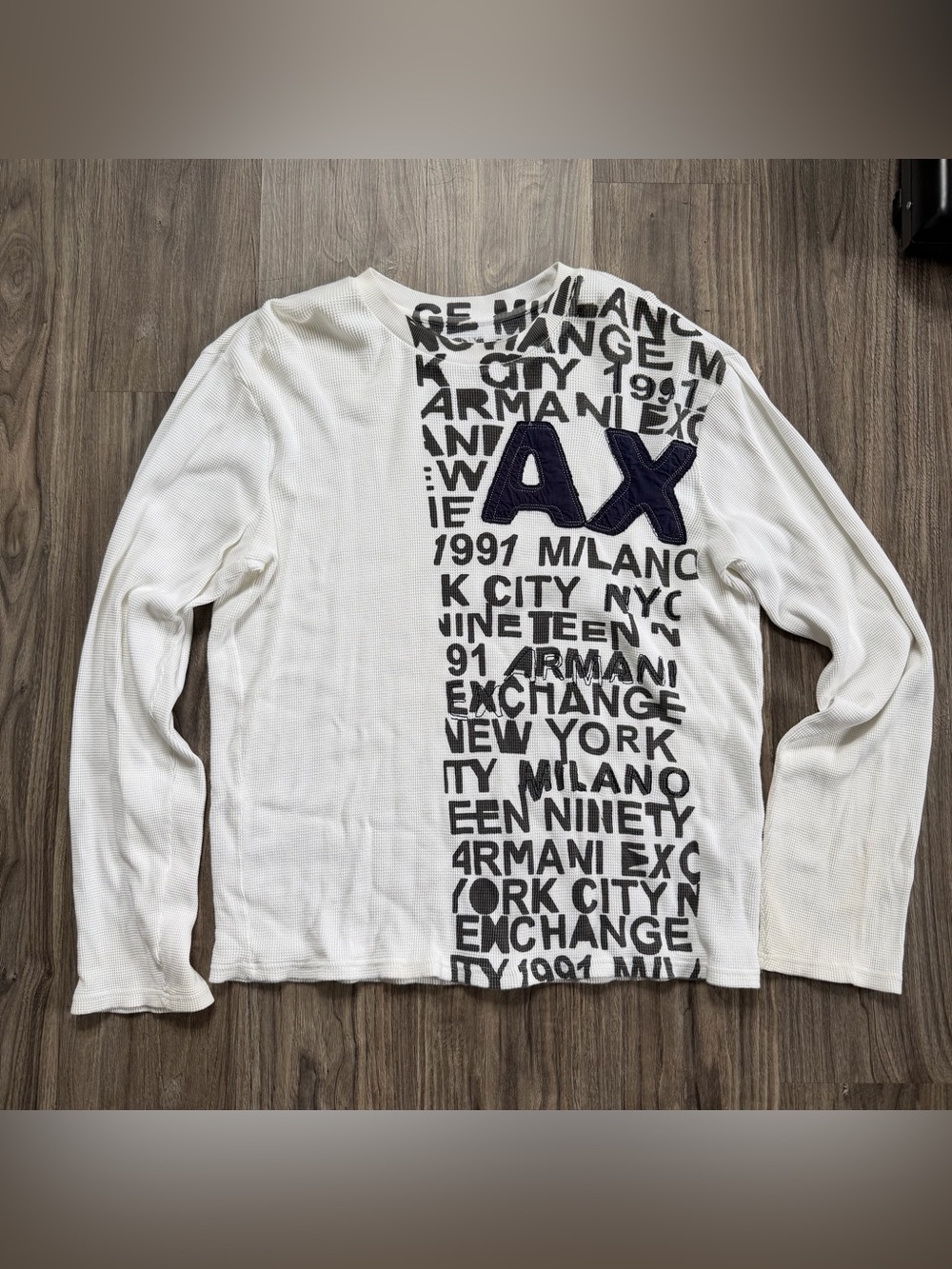 Men’s Y2K armani exchange waffle knit all over print and embroidery thermal